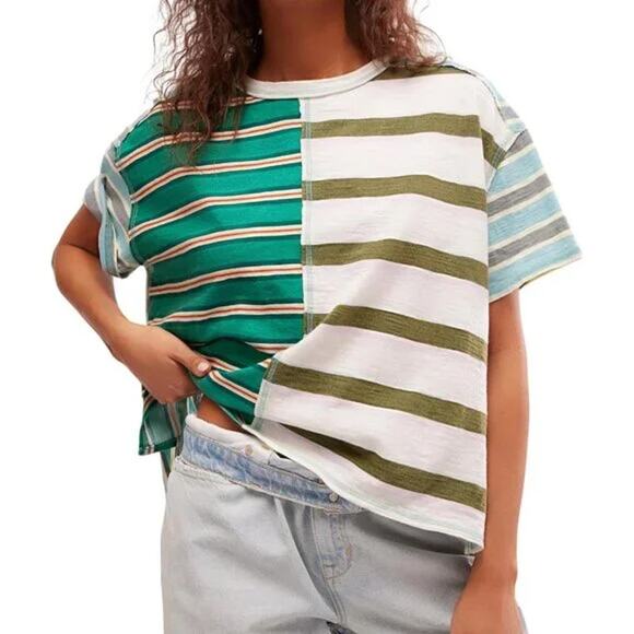 Free People Tops - Free People We The Free Get Real Stripe Oversize T-Shirt Women's XS